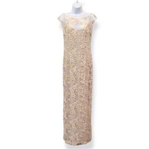 LAUREN RALPH LAUREN Elegant Ivory Lace Sleeveless Sheath Dress size 4